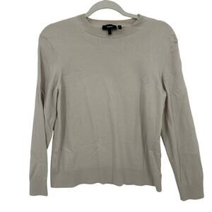 Theory Women's New Ivory Crewneck Sweater in Regal Wool, New Ivory, Size L, Flaw
